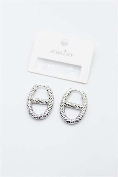 MENESSA حلق دائري بيضاوي - فضي