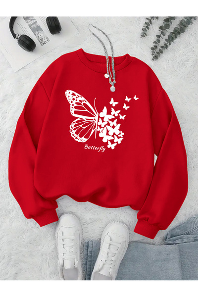 Lider Leather Суитшърт с принт и обло деколте - стилен и удобен дизайн