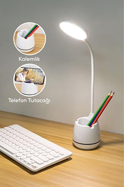 DEMPOWER Kalemlik Ve Telefon Tutucu Tasarımlı Dokunmatik Masa Lambası