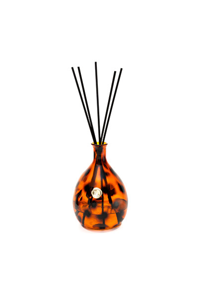 Missi Büyük Dekoratif Leopar Desenli Amorf Cam Şişe Dark Wood Oda Kokusu