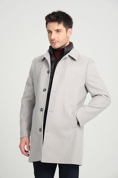 Frappoli Ανδρικό παλτό Thick Cashmere - Baby Collar, Regular Fit, Μπροστινή πλήρωση