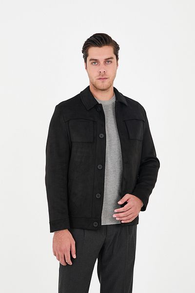 Frappoli Ανδρικό παλτό με κουμπιά Sports Slim Fit Suede Trench