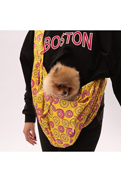Pawstar Donut Desenli Crossbody Çanta Kedi Köpek Taşıma Çantası