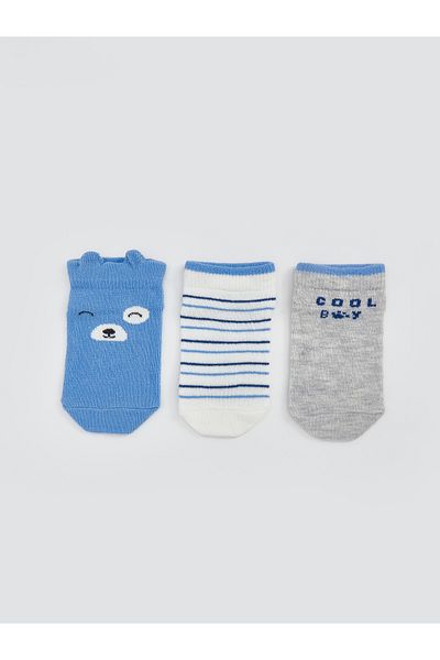 LC Waikiki Set mit 3 gestreiften Booties-Socken für Babys