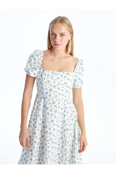 LC Waikiki Rochie de dama florala cu guler patrat
