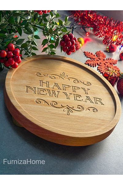 Furniza Home Wooden Leg Decorative Presentation Plate Stand Christmas Gift Presentation Serving Plate Presentation Riser