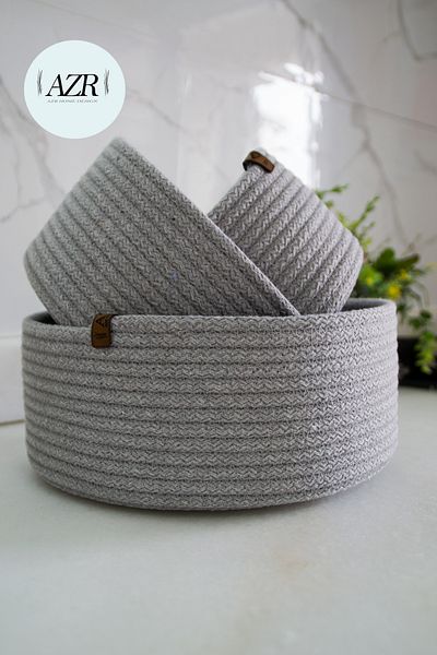 AZR HOME DESİGN Jute Wicker 3-Piece Basket Organizer Decor