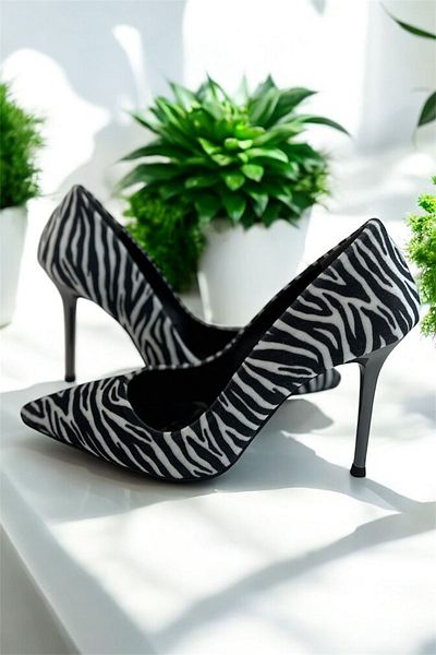 sefayol Claral Zebra Pattern Thin Heeled Women's Shoes