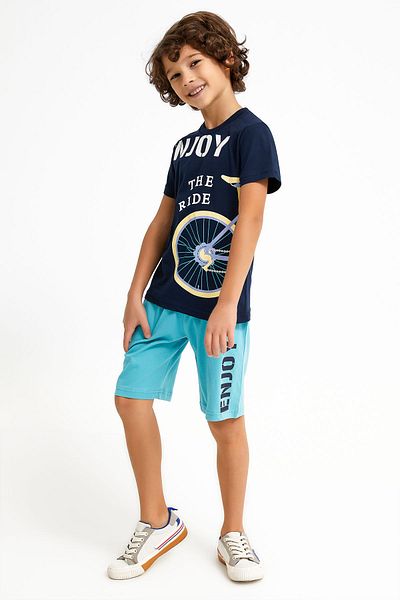 Rolypoly Navy Blue Boy Bermuda Suit