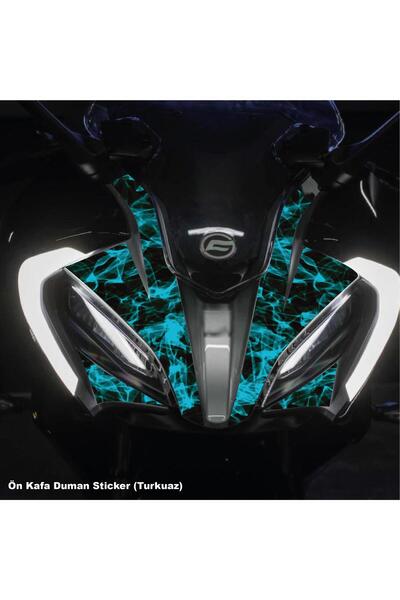 Motiker CFMOTO 250SR ÖN KAFA TURKUAZ DUMAN PARÇALI KAPLAMA STICKER ETİKET MODELİ