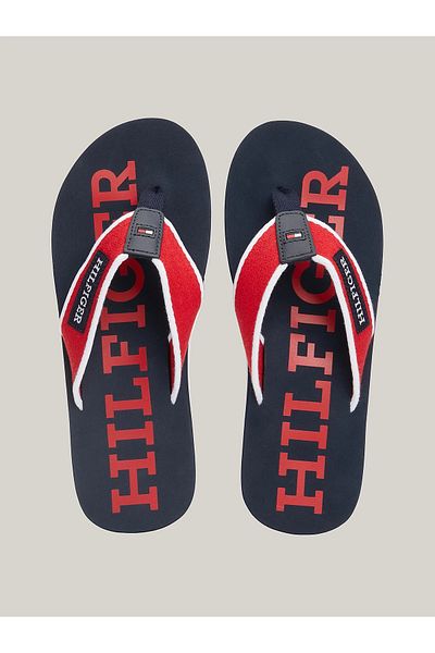 Tommy Hilfiger Men's Navy Blue Hilfiger Beach Slippers - Red Patch