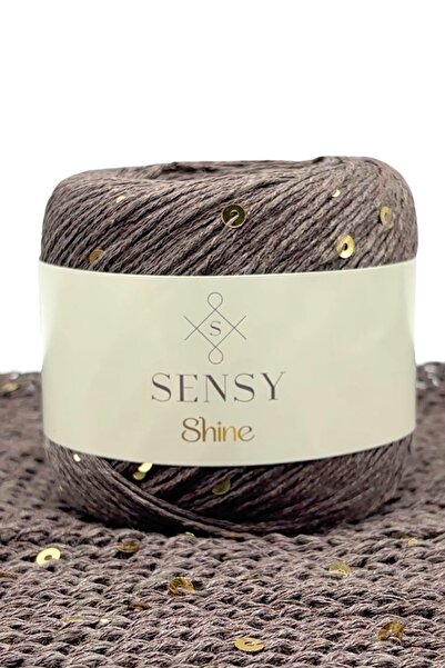 SENSY Shine Pullu Örgü Ipi Kahverengi