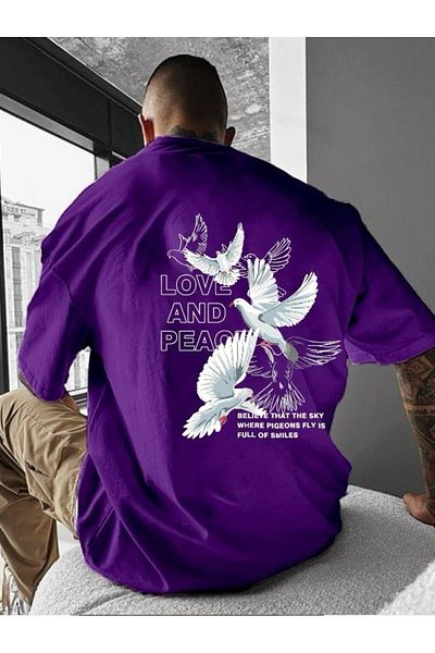 BENROMA 1 προϊόν για αγορές 6 και άνω Δώρο Love And Peace Printed Oversize T-shirt