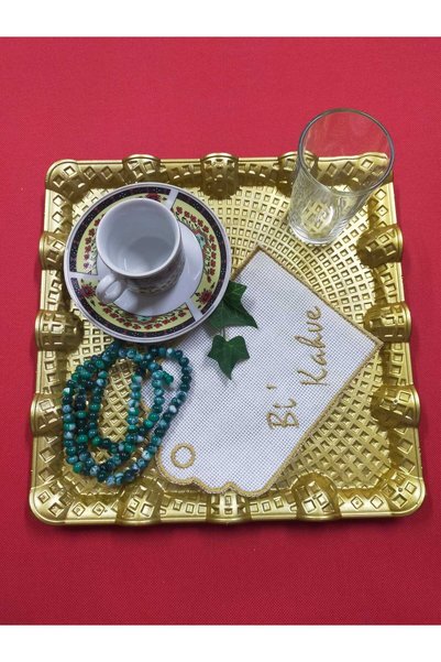 NAKIŞ ATÖLYESİ Bi̇ Coffee 6 Pieces Etamin Linen Fabric Coffee and Cocktail Presentation Servette