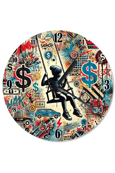 Tablomega Pop Art Swinging Child Special Design Wall Clock