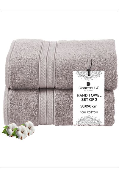 Donetella 2 - Pcs Premium Hand Towels (50x90cm ) 600 GSM 100% Combed Cotton