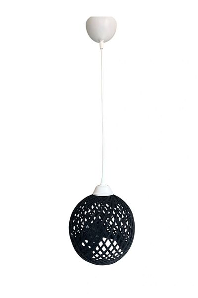 CONANA Pendant Lamp Rope Ball Chandelier 20cm Head - Black Ball (70cm White Cable)