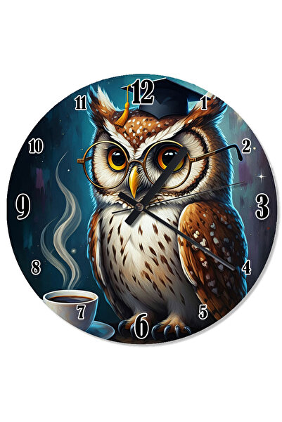 ekart ساعة حائط كلاسيكية بورتريه البومة الحكيمة