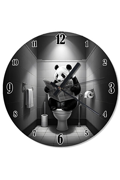 ekart الباندا يجلس على المرحاض ساعة حائط صامتة