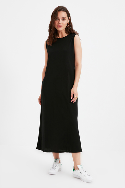 Trendyol Modest Black and Stone Colored 2-Pack 100% Cotton Dress - Tctaw22Uk0110