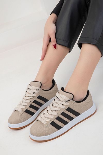 SOHO Beige-Schwarz Damen Sneaker 20166