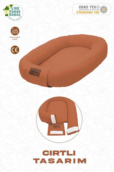 mordesign 0-3 Months Babynest Orthopedic Baby Bed, Mother's Side Baby Bed, Ergonomic Design, Small Deluxe Series