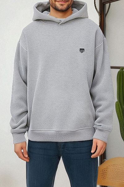 Edit by Trendyol Gray Melange Regular/Normal Cut Textured Men's Sweatshirt Tedaw25Sw00071