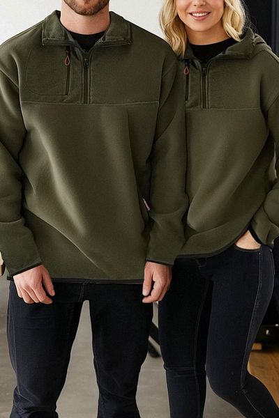Edit by Trendyol Pánská fleecová mikina – Khaki, teplá, Regular Fit Tedaw25Sw00060