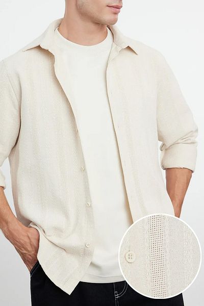 Edit by Trendyol Cotton Ecru Regular Fit téli ing - TMNAW25GO00008