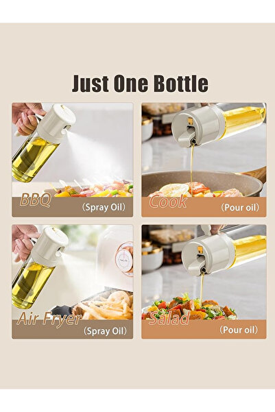 İKÇ Çift Fonksiyonlu Cam Yağdanlık 550ml Zeytinyağı Sıvıyağ Şişesi Airfryer S...