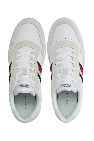 Tommy Hilfiger Ανδρικό λογότυπο με κορδόνια αντιολισθητική σόλα casual λευκό αθλητικό παπούτσια FM0FM04889-YBS