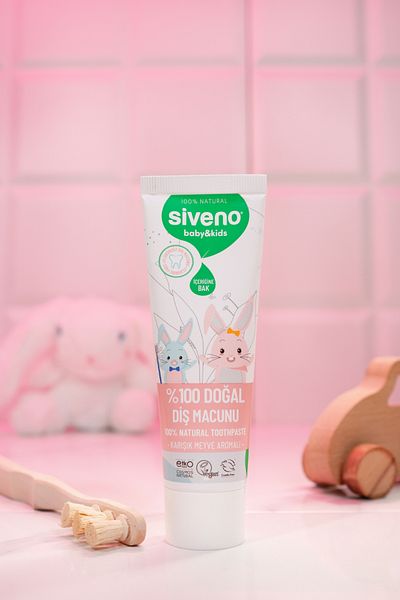 Siveno 50 ml 100% Natural Toothpaste - Mixed Fruit Flavor, Fluoride-Free for Baby and Child