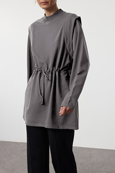 Edit by Trendyol Зручний формований світшот антрацитовий орме з деталями для ...