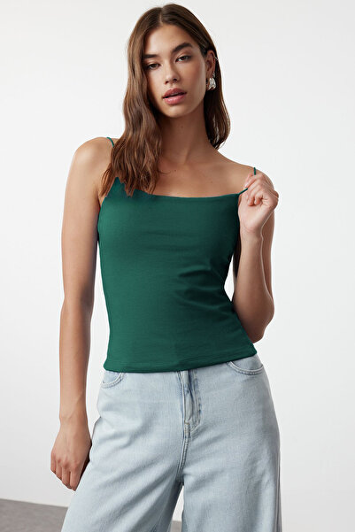 Trendyol Collection Emerald Green Straps Regular Stretchy Knitted Undershirt Twoss24Al00024