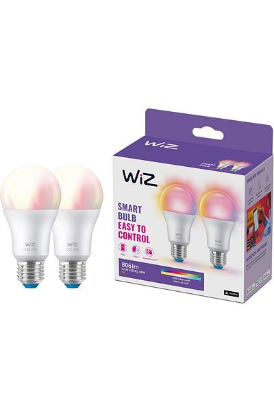 Wiz Smart Wifi Frosted Drop Light Bulb, 60W E27, 2 Pieces, Spacesense Technology, Voice Control