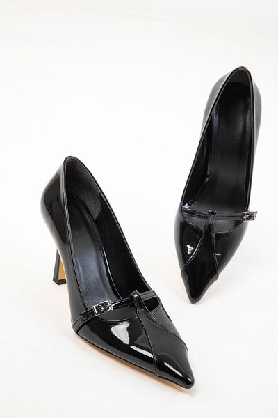 SOHO Black Patent Leather Women's Classic Heeled Shoes 20180