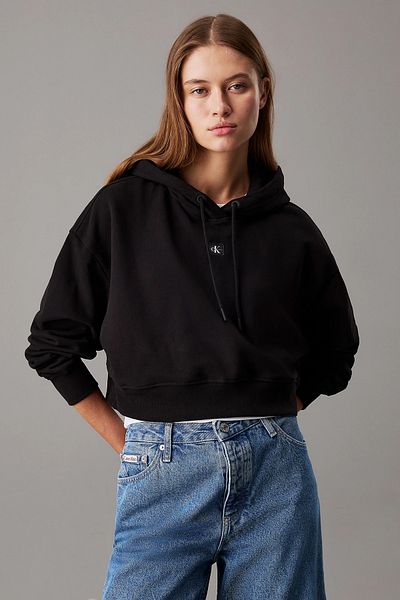 Calvin Klein Černá bavlněná dámská mikina s kapucí - WOVEN