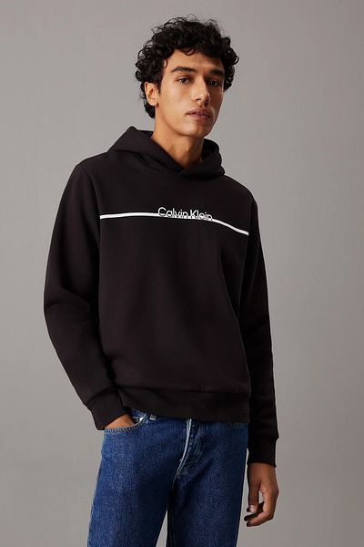 Calvin Klein Μαύρο ανδρικό φούτερ - γιακάς με κουκούλα, κανονική εφαρμογή, βαμβακερό, μακρυμάνικο K10K 114338 -ΜΠΕΧ