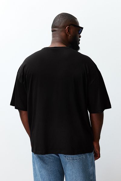 Trendyol Collection Black Oversize Large Size Cotton T-Shirt - Tmnss25Bf00005