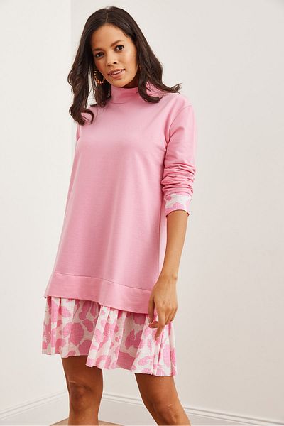 Olalook Γυναικείο φόρεμα Θεσσαλονίκης Candy Pink Ecru - ELB- 19000965