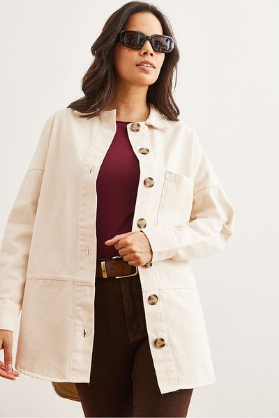 Olalook Női kővarrás részletes gombos pamut gabardin ing GML- 19001269