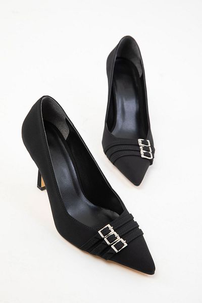 SOHO Classic Black Matte Satin Women's Heeled Shoes - 20171