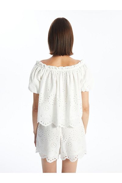 LC Waikiki LCW Vision - Boat Neck και Self Pattern γυναικεία μπλούζα
