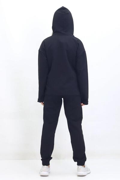 GZT TEKSTİL طقم بدلة رياضية للبنات - مريح وأنيق، بغطاء رأس سادة