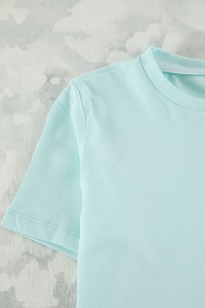 TRENDYOLKIDS Chlapecké pletené tričko - Baby Blue, základní model Tkdss25Ts00008