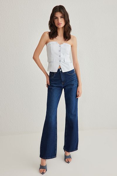 Trendyol Collection Světle modrá tkaná vesta bez ramínek Twoaw24Ye00034