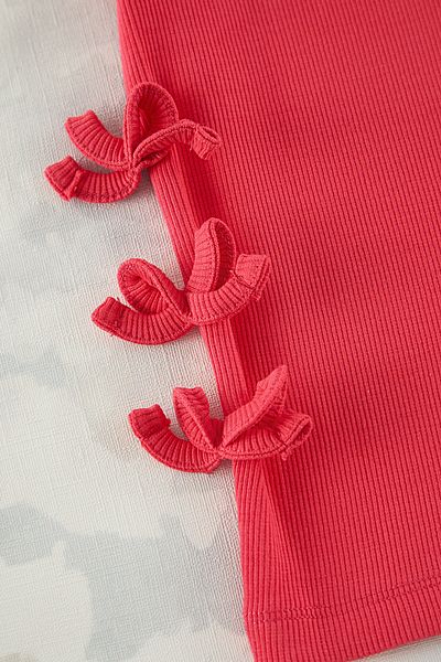 TRENDYOLKIDS Gránátalma virágmintás sima kötött póló - TKDSS25TS00048