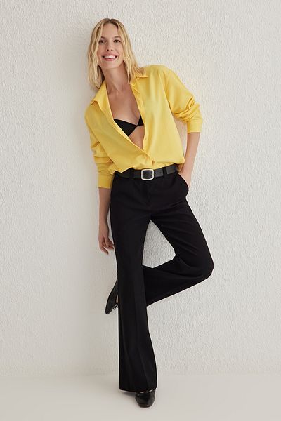 Trendyol Collection Sárga normál, normál szabású szőtt ing TWOSS25GO00095