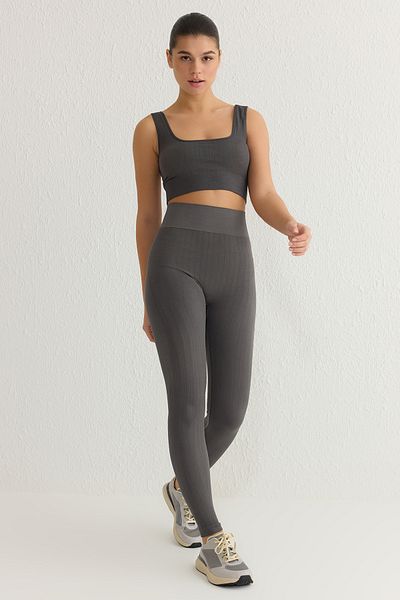 Trendyol Collection Dunkelanthrazitfarbene, nahtlose Sport-Leggings in voller Länge THMSS25TY00000