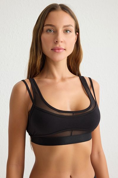 Trendyol Collection Schwarzer Einzel-Single-Jersey-BH mit flachem, nahtlosem Bralette-BH THMSS25SU00001